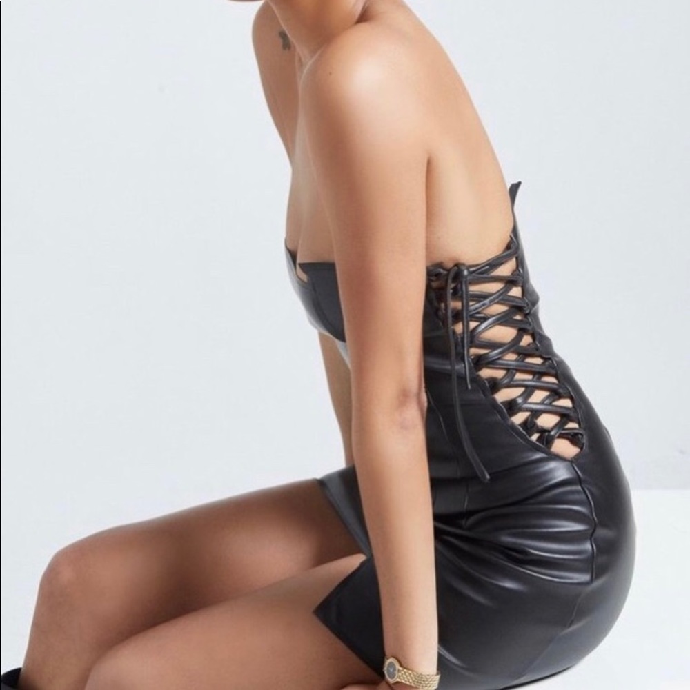 ✨SOLD✨on another site. Mini Faux Leather Dress - Picture 5 of 5